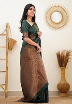 Women&#39;s Banarasi Cotton Silk Jacquard Saree With Blouse Piece Sari - £16.31 GBP