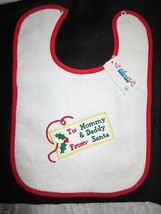 NWT Alexis LARGE TERRY Mommy &amp; Daddy from Santa SNAP BIB - 13 1/2&quot; x 10&quot; - £7.81 GBP