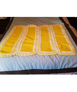 Knit Crochet 36&quot; x 42&quot; Handmade White Yellow Baby Blanket - £11.72 GBP