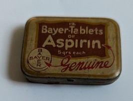 Vintage Genuine Bayer Tables of Aspirin 12 x 5-grs each empty aluminum tin - $9.95