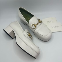 Gucci Houdan 15 Horsebit Platform Loafer Pump in White Leather Size 35.5 EU - $10,305.33 MXN