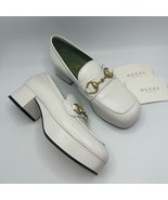Gucci Houdan 15 Horsebit Platform Loafer Pump in White Leather Size 35.5 EU - $10,305.33 MXN