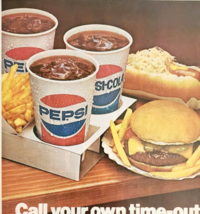 1986 Pepsi Cola Soda Pop Advertisement Vintage Hamburgers Hotdogs DWF24 - $24.99