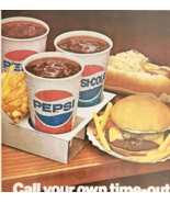 1986 Pepsi Cola Soda Pop Advertisement Vintage Hamburgers Hotdogs DWF24 - €21,71 EUR