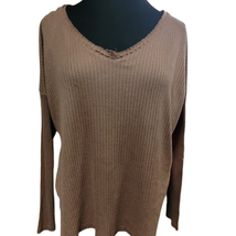 Dusty Pink V Neck Long Sleeve Light Weight Sweater Size Small - £19.42 GBP