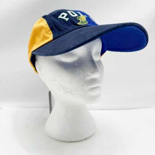 Polo Ralph Lauren Long Bill Blue Yellow Wing Twill Ball Cap Hat S/M NWT - $96.74