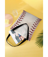 White Baseball Print Canvas Tote Bag - $7.42 CAD