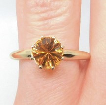 14k Solitaire Ring w/Specialty Concave Cut 1.05ct Genuine Natural Citrine #J3857 - £328.87 GBP