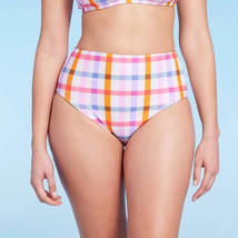 Kona Sol Women&#39;s Plaid High Waist Bikini Bottom Size Medium 8-10 - £12.96 GBP