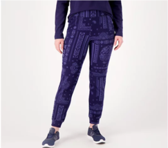 Denim &amp; Co. Active Printed French Terry Jogger with Pockets (Navy, XXS) ... - £17.06 GBP