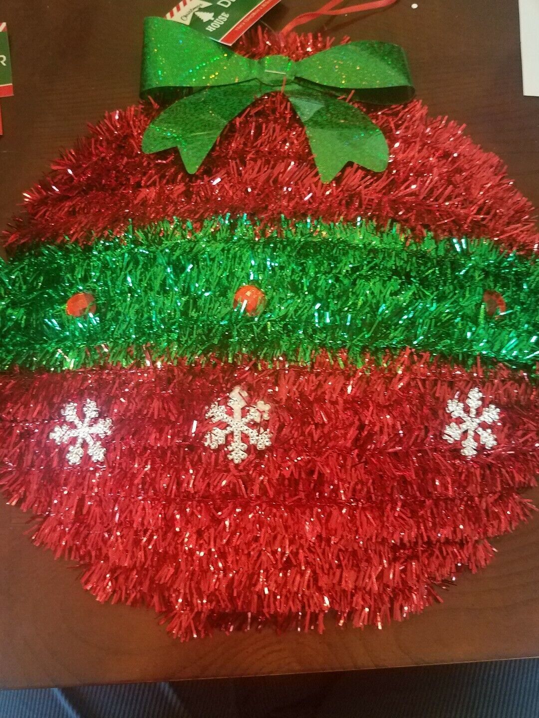 Gigantic 11 in x 12 in Hanging Christmas /Holiday Tinsel Ornament-NEW-SH... - $15.89