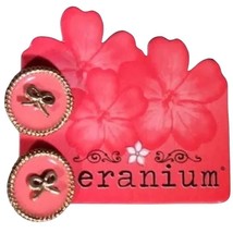 Geranium Earrings Studs Pink Enamel Gold Bows Twee Kidcore - $13.75