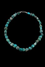 Navajo Sterling Silver Natural Blue Green Turquoise Nugget Beaded Necklace - £67.92 GBP