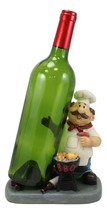 BBQ Pitmaster Grilling Chef Holding Sausage in A Fork Wine Bottle Holder Statue - £28.05 GBP