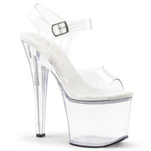 PLEASER 7&quot; Heel  Women&#39;s  Clear Platform Ankle Strap Sandal  RAD708/C/M - $57.95