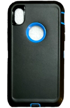 Rugged Full Body Case For iPhone XR BLACK/BLUE Holster Clip 360° Kickstand image 2
