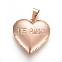 Heart Locket Pendant Rose Gold Spanish Te Amo I Love You Word Jewelry 29mm - $9.99