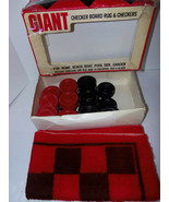 Vintage Textile Indust Giant Jumbo Checkers 28x28 Rug Board and 24 Playe... - £31.69 GBP
