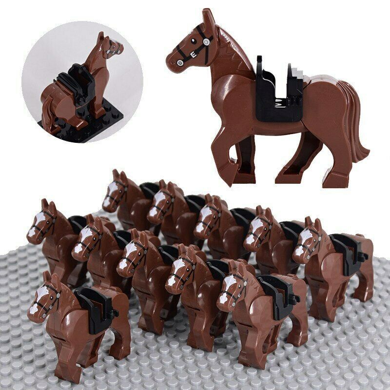 10pcs LOTR Cavalry War Battle Horses Custom Minifigure Building Block Toys Gift