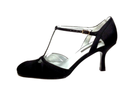Women Heel Black T-Strap Size 7.5 Vintage Inspired &#39;30s Round Toe Tango WESTIES - £30.84 GBP