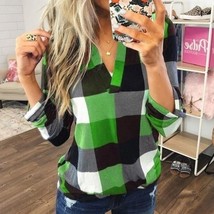 2022 Women Shirts Autumn Casual Plaid Shirt For Women Tops And Blouses Long Slee - £56.22 GBP