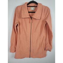Saturday Sunday Sweatshirt Medium Womens Peach Long Sleeve Full Zip Pockets - $18.70