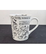 Mickey Mouse Disney Sketchbook Animation Coffee Mug White &amp; Black Awesome - $6.72 CAD