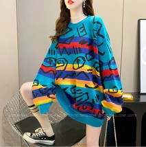 Neploe Chic Retro Crazy Style Loose Pull Femme Graffiti Lover  Knit Sweater O Ne - £87.66 GBP