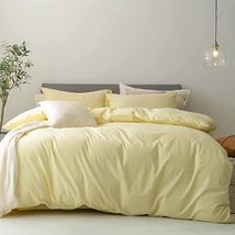 Yellow Pastel Bedding Set Custard Yellow Duvet Cover Queen Bedding Sets ... - £27.34 GBP+