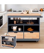 Rolling Kitchen Island Cart w/ Storage &amp; Wood Top - €227,57 EUR