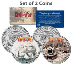 Civil War Uss Cumberland Ship &amp; Union U.S. Railway Jfk Half Dollar Us 2-Coin Set - £9.71 GBP