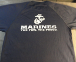 DISCONTINUED USMC MARINE CORPS BLUE SHORT SLEEVE ATHLEISURE GYM T SHIRT ... - $29.69