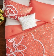 NWT Pioneer Woman Coral Polyester Tufted 4-Piece Full/Queen Comforter Set - £47.47 GBP