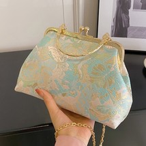 Vintage Women Flower Designer Lock  Clip Bags Clic Lady Chain  Bags Evening Clut - £63.41 GBP