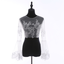 White Crop Lace Tops Empire Style Custom Plus Size Wedding Bridal Lace Tops