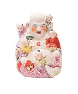Laughing Buddha Chinese Famille Rose Porcelain With Children Statue 8” 1... - £70.04 GBP