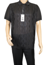 Mens Polo Shirt Slinky Sheer Short Sleeves Soft Touch by Stacy Adams 57007 black - £24.10 GBP