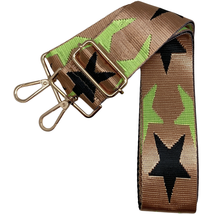 Lime Green Black Stars Tan Strap Lone Star Adjustable Crossbody Bag Purs... - £19.73 GBP