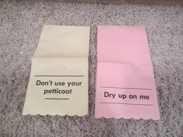 2 Vintage Paper Napkins Towelettes; Dry Up On Me; Don&#39;t Use Your Petticoat - £5.53 GBP