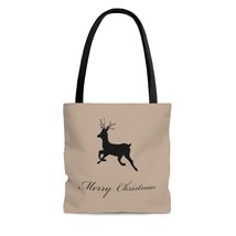 Merry Christmas Deer Rocky Road Crown AOP Tote Bag - $17.65+