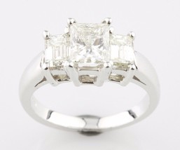 2.07 carat Princess Cut Diamond 18k White Gold 3-Stone Engagement Ring S... - $6,399.72