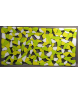 Fused Glass Serving Plate Trinket Dish Yellow White and Green  10&quot; x  5&quot; - £9.39 GBP