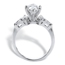 PalmBeach Jewelry 2.76 TCW Marquise-Cut CZ Solid 10k White Gold Engagement Ring - £259.67 GBP