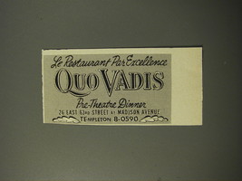 1954 Quo Vadis Restaurant Ad - Le Restaurant Par Excellence - £14.45 GBP