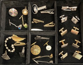 26 pc Vintage Lot Tie Tacks Cuff Links Sweater Guard  - $19.00