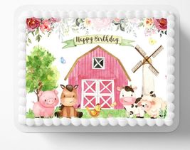 Baby Farm Animals Themed Baby Shower Birthday Edible Image Edible Cake T... - £12.73 GBP