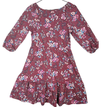 Lilt Little &amp; Big Girls Dress Size 14 Glitter Burgundy Floral Puff Sleev... - £10.27 GBP