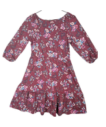Lilt Little &amp; Big Girls Dress Size 14 Glitter Burgundy Floral Puff Sleev... - £10.11 GBP