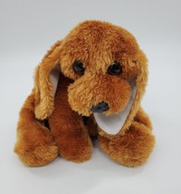 Kids of America Brown Puppy Dog Beanbag 12&quot; Plush Laying Stuffed Toy B224 - £9.43 GBP
