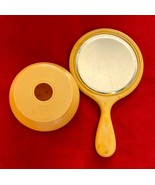 2 Celluloid Vanity Items Hair Receiver &amp; Pyralin Beveled Hand Mirror - €25,48 EUR